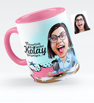 BK Gift Kişiye Özel Bayan Spiker Karikatürlü Pembe Kupa Bardak  1