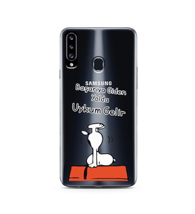 Snoopy Tasarımlı Süper Şeffaf Silikon Telefon Kılıfı Samsung A20s
