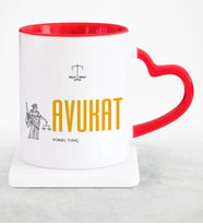 BK Gift Kişiye Özel Mesleki Avukat Kırmızı Kalpli Kupa Bardak  2