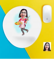 BK Gift Kişiye Özel Bayan Ressam Karikatürlü Bilek Destekli Mouse Pad-1 (Beyaz)