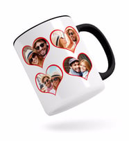 BK Gift Kişiye Özel Kalpli 4 Fotoğraflı Siyah Kupa Bardak-1