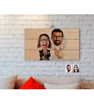 BK Gift Kişiye Özel Sevgililer Karikatürlü Otantik Ahşap Palet Tablo-16