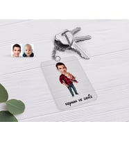 BK Gift Kişiye Özel Baba Oğul Karikatürlü Şeffaf Pleksi Anahtarlık-3 (Beyaz)