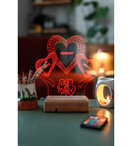 Sevgililer Günü Özel 3D 3 Kalp ve Çift Masaüstü Led Lamba