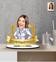Kişiye Özel Doktor Temalı Hediye Karikatür Ahşap Biblo