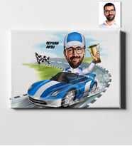 BK Gift Kişiye Özel Bay Rallici Karikatür Kanvas Tablo 50x70cm 1