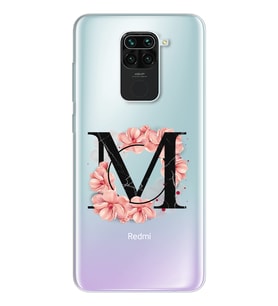 Pembe Çiçekli Harf Tasarım Süper Şeffaf Silikon Telefon Kılıfı Xiomai Redmi Note