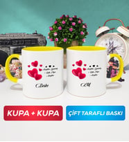 İkili Sevgililer Günü Hediyesi Kupa Bardak Sarı