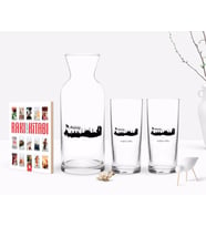 BK Gift Kişiye Özel Renkli Baskılı Kahramanmaraş Tasarımlı Turistik İkili Rakı Bardağı Karaf ve Cep Kitabı Hediye Seti-2 (Model 1)