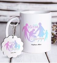 BK Gift Kişiye Özel Özel Eğitim Öğretmeni Beyaz Kupa ve Anahtarlık Hediye Seti-2 (Model 1)