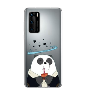 Panda Tasarımlı Süper Şeffaf Silikon Telefon Kılıfı Huawei P40