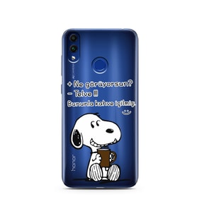 Snoopy Tasarımlı Süper Şeffaf Silikon Telefon Kılıfı Huawei Honor 8C 