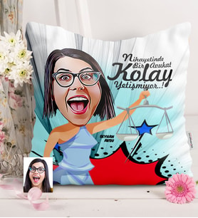 BK Gift Kişiye Özel Bayan Avukat Karikatürlü  Yastık  1