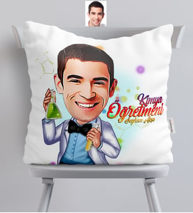 BK Gift Kişiye Özel Bay Kimya Öğretmeni Karikatürlü  Yastık  3