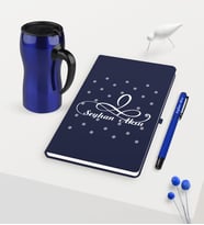 BK Gift Kişiye Özel İsimli Lacivert Defter Kalem Mavi Termos Mug Seti - 4
