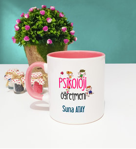 Psikoloji Öğretmeni Tasarımlı Kişiye Özel Psikoloji Öğretmeni Kupa Bardak Pembe