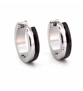SİYAH DIŞ HATLI 16mm ÇAP ÇELİK HALKA ERKEK KÜPE E921