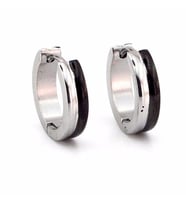 SİYAH DIŞ HATLI 16mm ÇAP ÇELİK HALKA ERKEK KÜPE E921