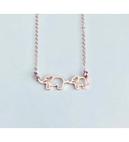 Çiftli Fil Aşk Kolyesi 925 Ayar Gümüş (Rose)