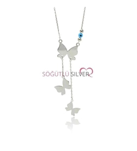 Söğütlü Silver Uçuşan kelebekler kolyesi