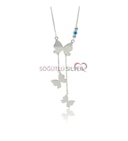Söğütlü Silver Uçuşan kelebekler kolyesi