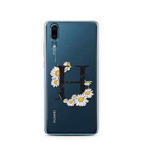 Papatya Harf Tasarım Süper Şeffaf Silikon Telefon Kılıfı Huawei P20    H-Harfi
