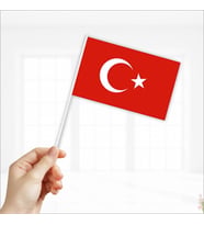 Türk Bayrağı Sopalı, 18cm x 12cm - 10 Adet (STD)