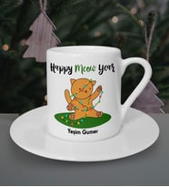 Kişiye Özel Happy New Year Tasarımlı Beyaz Kahve Fincanı