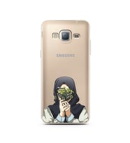 Kapalı Çiçekli Kız Tasarımlı Süper Şeffaf Silikon Telefon Kılıfı Samsung J3 (201