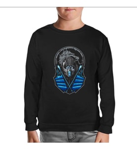 Mortal Combat - Sub Zero Siyah Çocuk Sweatshirt