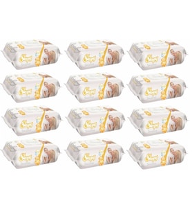 Sleepy Islak Havlu Mendil 90 Yaprak Sensitive 12 Li Set Plastik Kapaklı