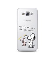 Snoopy Tasarımlı Süper Şeffaf Silikon Telefon Kılıfı Samsung E7