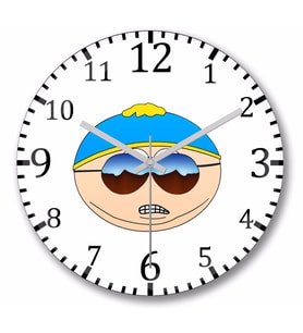 South Park Eric Cartman Duvar Saati    Bombeli Gercek Cam