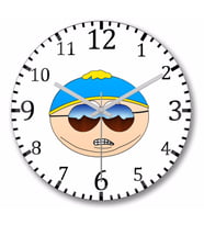 South Park Eric Cartman Duvar Saati    Bombeli Gercek Cam