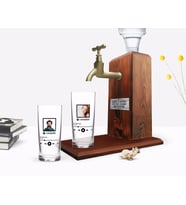 BK Gift Kişiye Özel Renkli Baskılı Fotoğraflı Spotify Barkodlu İkili Rakı Bardağı ve Ahşap Rakı Standı Hediye Seti-1 (Model 1)