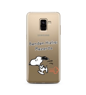 Snoopy Tasarımlı Süper Şeffaf Silikon Telefon Kılıfı Samsung A8 Plus