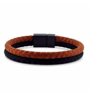 KAHVE SİYAH İP DOKUMA SİYAH METAL KLİPS ERKEK BİLEKLİK BT429
