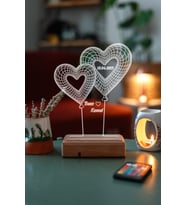 Kişiye Özel 3D 2 Kalpli Balon Masaüstü Led Lamba