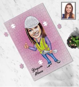 Kişiye Özel Mühendis Karikatürlü A4 99 Parça Puzzle Bayan-2