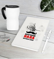 BK Gift Kişiye Özel Muhteşem Baba Beyaz Defter Kalem Termos Mug Seti (Model 1)