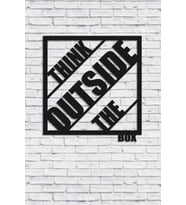 CajuArt Think Outside The Box Yazılı Modern Ahşap Tablo Duvar Süs (Siyah)
