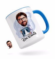 BK Gift Kişiye Özel Erkek Radyolojist Karikatürlü Mavi Kupa Bardak-1