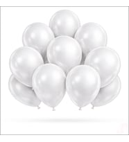 Metalik Parlak Balon, 30 cm x 10 Adet - Beyaz
