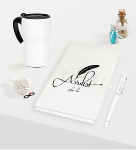 BK Gift Kişiye Özel Avukat Temalı Beyaz Defter Kalem ve Termos Mug Seti - 6 (Model 1)