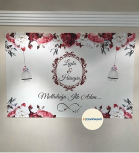 100x70cm Söz, Nişan, Kına Gecesi, Düğün İçin Kişiye Özel Branda Afiş Arka Fon