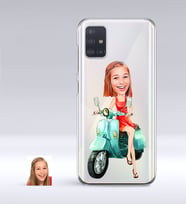 BK Gift Kişiye Özel Bayan Karikatürlü Samsung Galaxy A51 İnce Şeffaf Silikon Telefon Kapağı-24 (Beyaz)