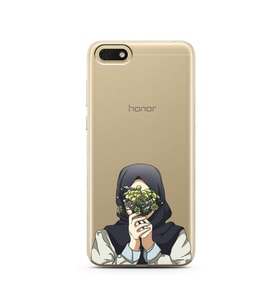 Kapalı Çiçekli Kız Tasarımlı Süper Şeffaf Silikon Telefon Kılıfı Huawei Honor 7s