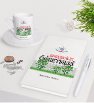 BK Gift Kişiye Özel Bahçecilik Öğretmeni Beyaz Defter Kalem Türk Kahvesi Fincanı Seti-2 (Model 1)