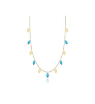Diamond Line-Gülaylar Altın 14 Ayar Firuze Taş Kolye