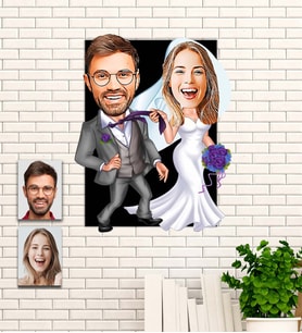 Kişiye Özel Sevgililer Günü Hediyesi Evleniyoruz Karikatür Ahşap Tablo